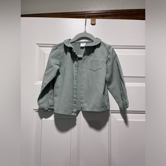 Edgehill Collection Sage Green Linen Button down Peter Pan collar Shirt 18 Month - Picture 4 of 16